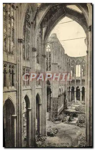 Ansichtskarte AK St Quentin La basilique Grande nef Militaria