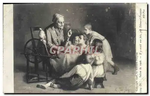 Cartes postales Salon de 1906 Il ya avait une fois Edouard Paupion Enfants Grand mere