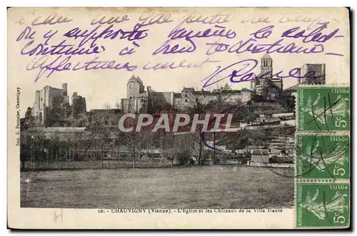 Cartes postales Chauvigny L&#39Eglise et les Chateau de la Ville haute