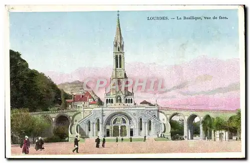 Cartes postales Lourdes La Basilique Vue de Face