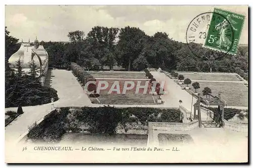 Cartes postales Chenonceaux Le Chateau Vue Vers l&#39Entree du Parc