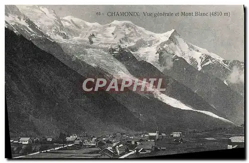 Cartes postales Chamonix Vue generale et Mont Blanc