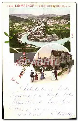 Cartes postales Baden Hotel Limmathof Borszingen Carte 1898