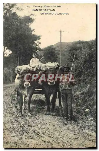 Cartes postales San Sebastian Un Carro de Bueyes Attelage Boeufs TOP