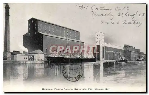 Cartes postales Candian Pacific Railway elevators Fort William Ont Bateau