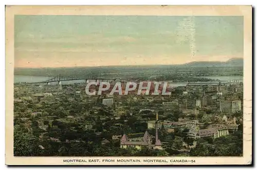 Cartes postales Montreal East From Mountain Montreal Canada