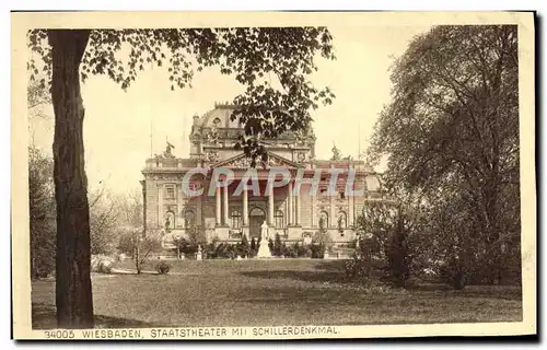 Ansichtskarte AK Wiesbaden Staatstheater Mit Schillerdenkmal