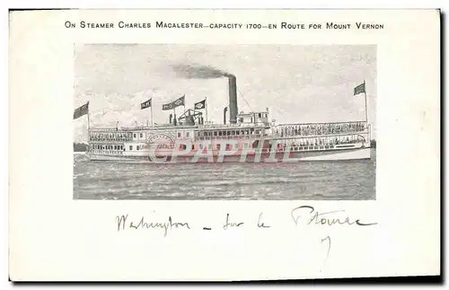 Cartes postales On Steamer Charles Macalester Capacity 1700 En Route For Mount Vernon Bateau