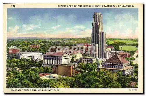 Cartes postales Beauty Spot Of Pittsburgh Showing Cathedral Of Learning Masonic Temple and Mellon Insitute Franc