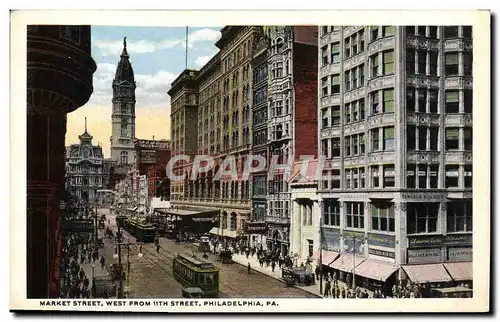Cartes postales Market Street West From Street Philadelphia Pa Tramway