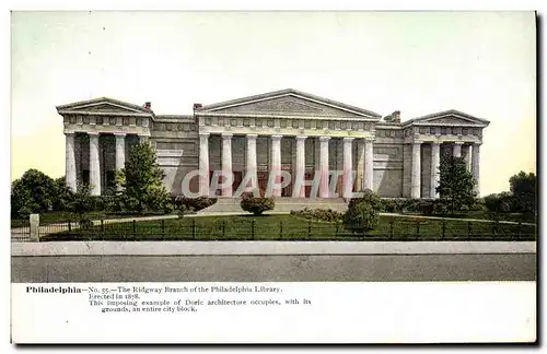 Cartes postales Philadelphia The Ridgway Branch Of The Philadelphia Library Bibliotheque