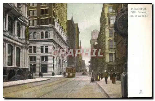 Cartes postales Pittsburg Fifth Avenue cor of Wood St Tramway