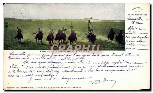 Cartes postales Souvenir Rocky Mountains Cowboys Racing On The Plains