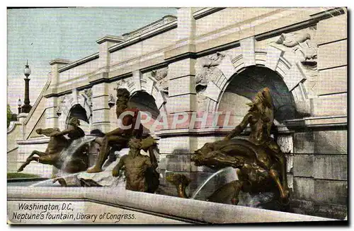 Ansichtskarte AK Washington D C Neptune&#39s Fountain Library Of Congress