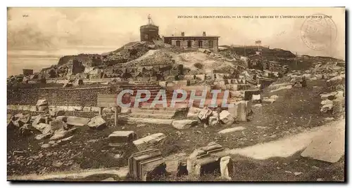 Cartes postales Grand Format Clermont Ferrand Le Temple de Mercure et l'observatoire du Puy de Dome 28 * 14 c