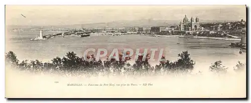 Ansichtskarte AK Grand Format Marseille Panorama de Port Neuf Vue prise du Prado 28 * 11 cm