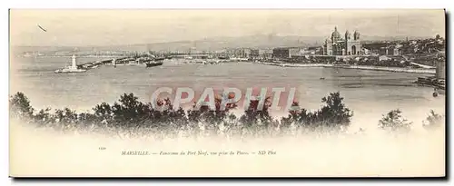 Cartes postales Grand Format Marseille Panorama de Port Neuf Vue prise du Prado 28 * 11 cm