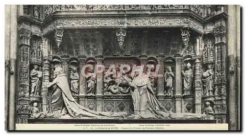 Cartes postales Grand Format Rouen La Cathedrale Fragment du tombeau des cardinaux d'Amboise 28 * 15 cm