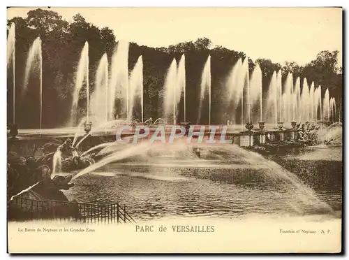 Cartes postales Grand Format Versailles Palais Le bassin de Neptune et les grandes eaux 28 * 21 cm