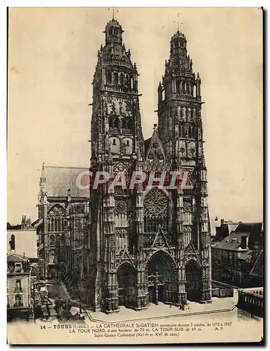 Cartes postales Grand Format Tours La Cathedrale St Gatien 21 * 28 cm