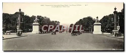 Cartes postales Grand Format Paris L&#39avenue des Champs Elysees Les chevaux de Marly 28.5 * 11 cm