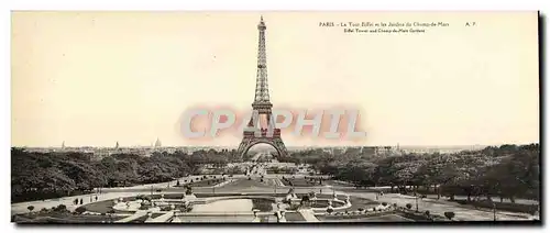 Cartes postales Grand Format Paris La Tour Eiffel et les jardins du Champ de Mars
