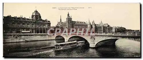 Ansichtskarte AK Grand Format Paris La Conciergerie et le Tribunal de Commerce Bateau