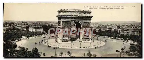 Ansichtskarte AK Grand Format Paris Place de l&#39Etoile L&#39arc de triomphe et la tombe du soldat inconnu 28.5