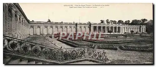 Cartes postales Grand Format Versailles Palais du Grand Trianon Le peristyle et les jardins 28.5 * 11 cm