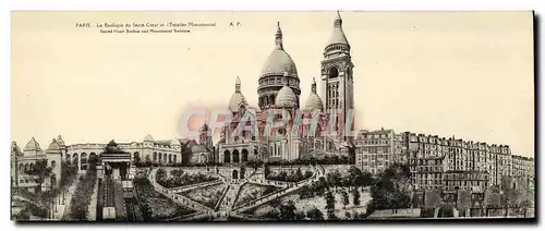 Cartes postales Grand Format Paris La Basilique du Sacre Coeur et l'escalier monumental 28 * 11 cm