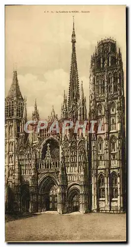 Cartes postales Grand Format Rouen Le Cathedrale Ensemble 14 * 28 cm