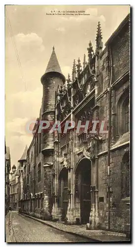 Cartes postales Grand Format Rouen Cathedrale Entree de la cour des libraires rue St Romain Librairie 14 * 28 cm