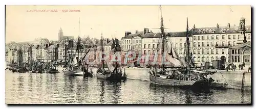 Cartes postales Grand Format Boulogne sur Mer Quai Gambetta Bateaux Voiliers 29 * 11.5cm