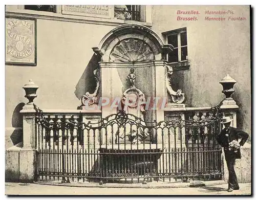 Cartes postales Grand Format Bruxelles Manneken Pis Publicite Machines Singer 18 * 14 cm