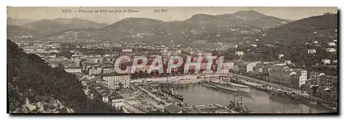 Cartes postales Grand Format Nice Panorama Du Port Vue Prise Du Chalion 28 * 9 cm