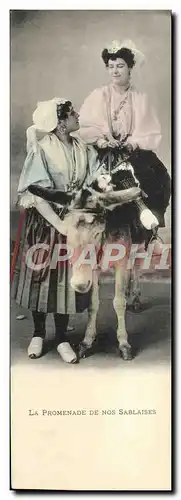 Cartes postales Grand Format La Promenade De Nos Sablaises Folklore Ane Mule 28 * 9 cm