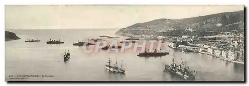 Cartes postales Grand Format Villefranche L'Escadre Bateaux de guerre Bateau 28 * 9 cm