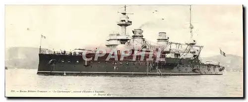 Cartes postales Grand Format Marine Militaire Francaise Le Charlemagne cuirasse d'escadre a tourelles Bateau