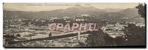 Cartes postales Grand Format Panorama De Nice vue Sur Cimies Et La Vallee Da Prise Du Chateau 28 * 11 cm