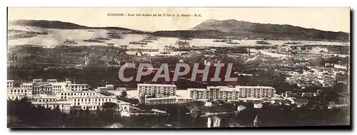 Cartes postales Grand Format Toulon Vue Generale De La Ville Et La Rade Bateaux 28 * 11 cm