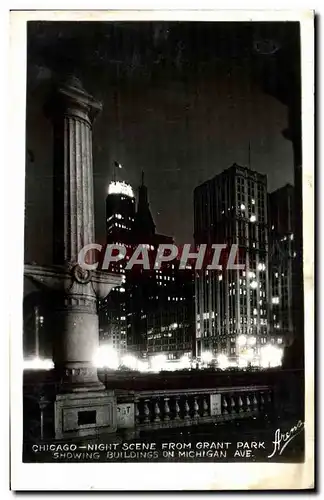 Ansichtskarte AK Chicago Night Scene From Grant Park Showing Building On Michigan Ave