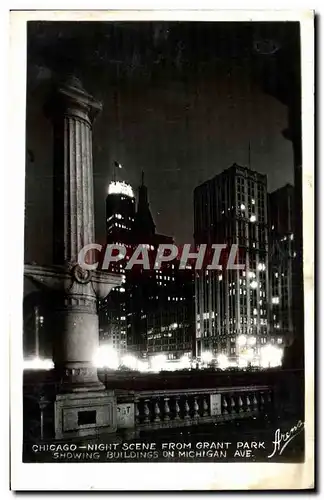 Cartes postales Chicago Night Scene From Grant Park Showing Building On Michigan Ave