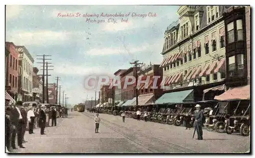 Cartes postales Franklin St Showing Automobiles Of Chicago Club Michigan City Ind