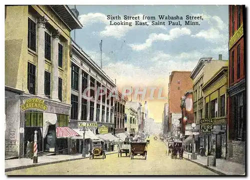 Ansichtskarte AK Sixth Street From Wabasha Street Looking East Saint Paul Minn Hotel Clarendon