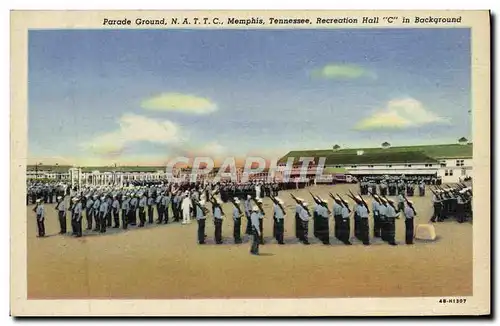Cartes postales Parade Ground N A T T C Memphis Tennessee Recreation Hall C In Background Militaria
