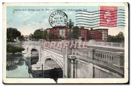 Cartes postales Capitol Ave Bridge And St Vincent&#39s Hospital Indidnapolis Ind