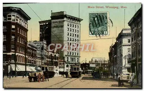 Cartes postales Main Street Winnipeg Man Tramway