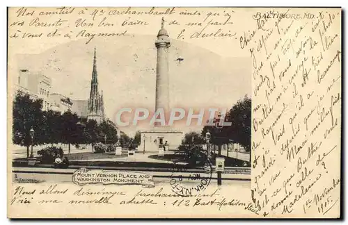 Ansichtskarte AK Baltimore Md Mount Vernon Place And Washington Monument