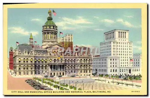 Ansichtskarte AK City Hall And Municipal Buillding And Memorial Plaza Baltimore MD