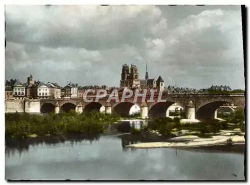 Moderne Karte Orleans Vue Generale Le Pont sur la Loire et la Cathedrale